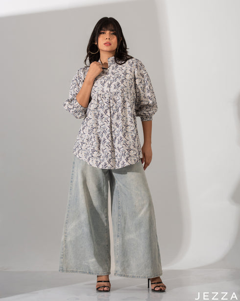 Printed Cotton Below Hip Top 59181